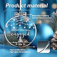 Vista 3 de Regalos de compromiso para parejas 2025, regalos para la futura novia, adorno de compromiso 2025 de cristal, primer adorno de Navidad comprometido