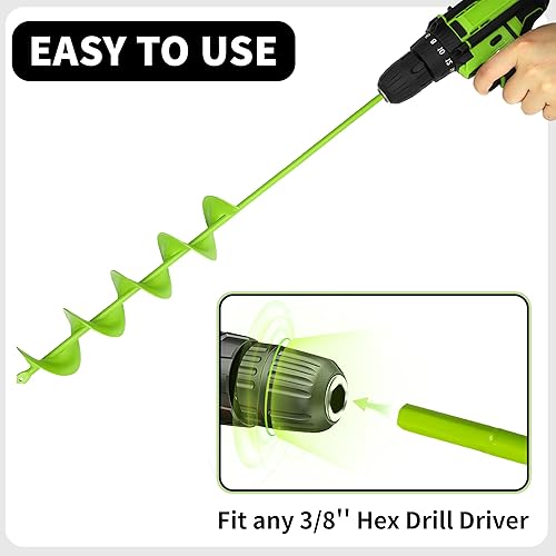 Miniatura 3 de TCBWFY Broca de taladro de 3 x 24 pulgadas para plantar, barrena de jardín fácil para macetas, barrenas para plantas de bulbos y ropa de cama,