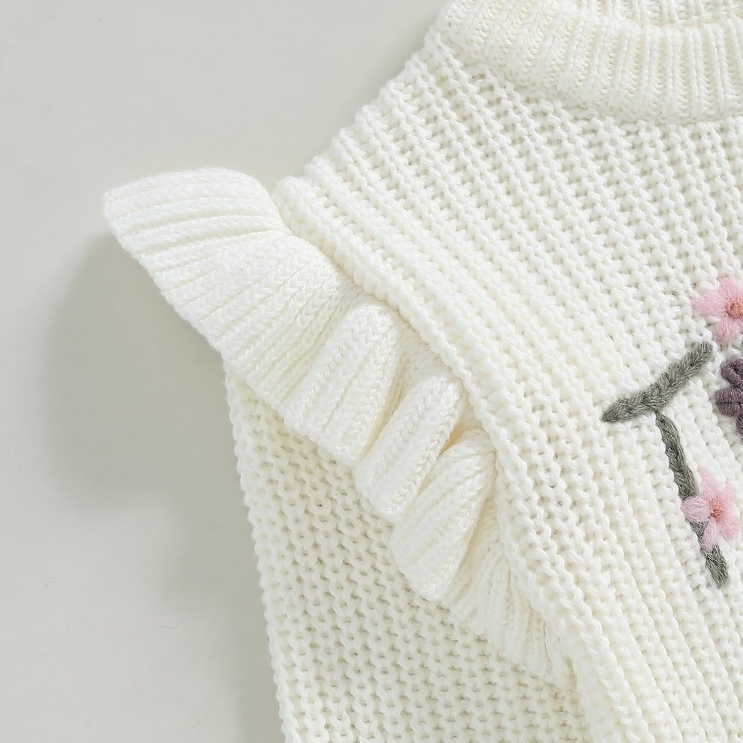 Todder Baby Girl 2 3 Years Birthday Sweater 2nd Birthday Outfits Floral 3rd Birthday Embroidery Knitted Pullover Sweatshirt (White for 3 Years Birthday, 3-4 Years) - Image 2