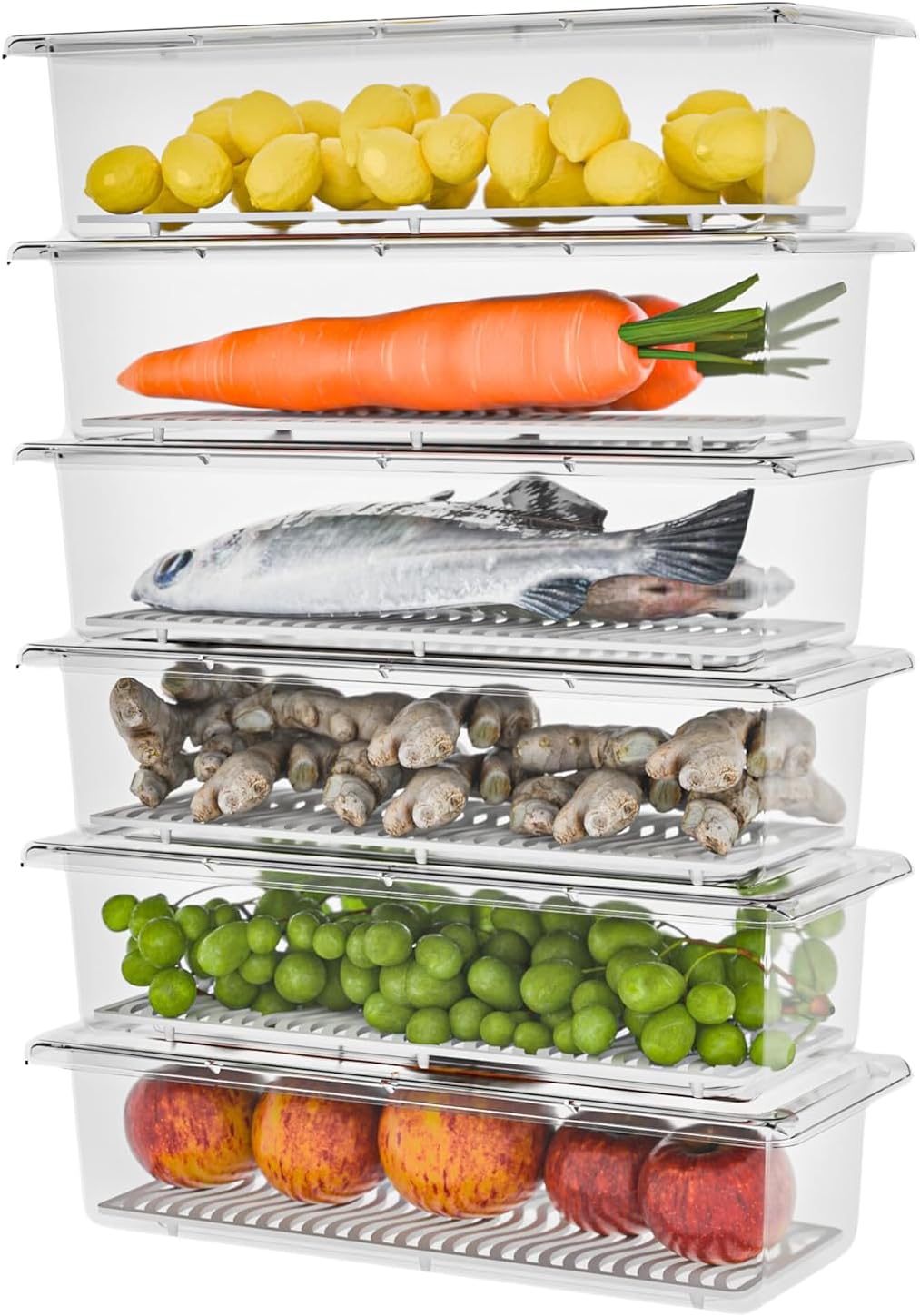 Air Tight Plastic Storage Containers Set for Kitchen, Pantry Organizers, Fridge Storage Boxes, Leak-Proof, Durable, and Space-Saving (1500ML PACK OF 6)