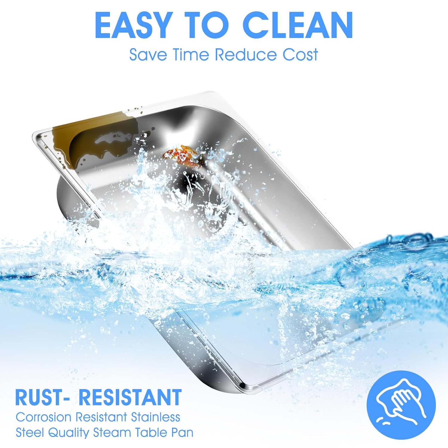 4-Pack 1/2 Half Size Steam Table Pans, 2.5 Inch Deep Restaurant Steam Table Pans Commercial, Hotel Pan Made of 201 Gauge Stainless Steel - Image 4