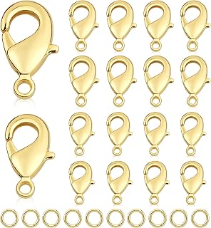 60PCS 18K Gold Plated Lobster Clasps for Jewelry Making | Lobster Claw Clasps with Open Jump Rings, Necklace Clasps and Closures, for Bracelets DIY Jewelry Craft Supplies (10mm 12mm)