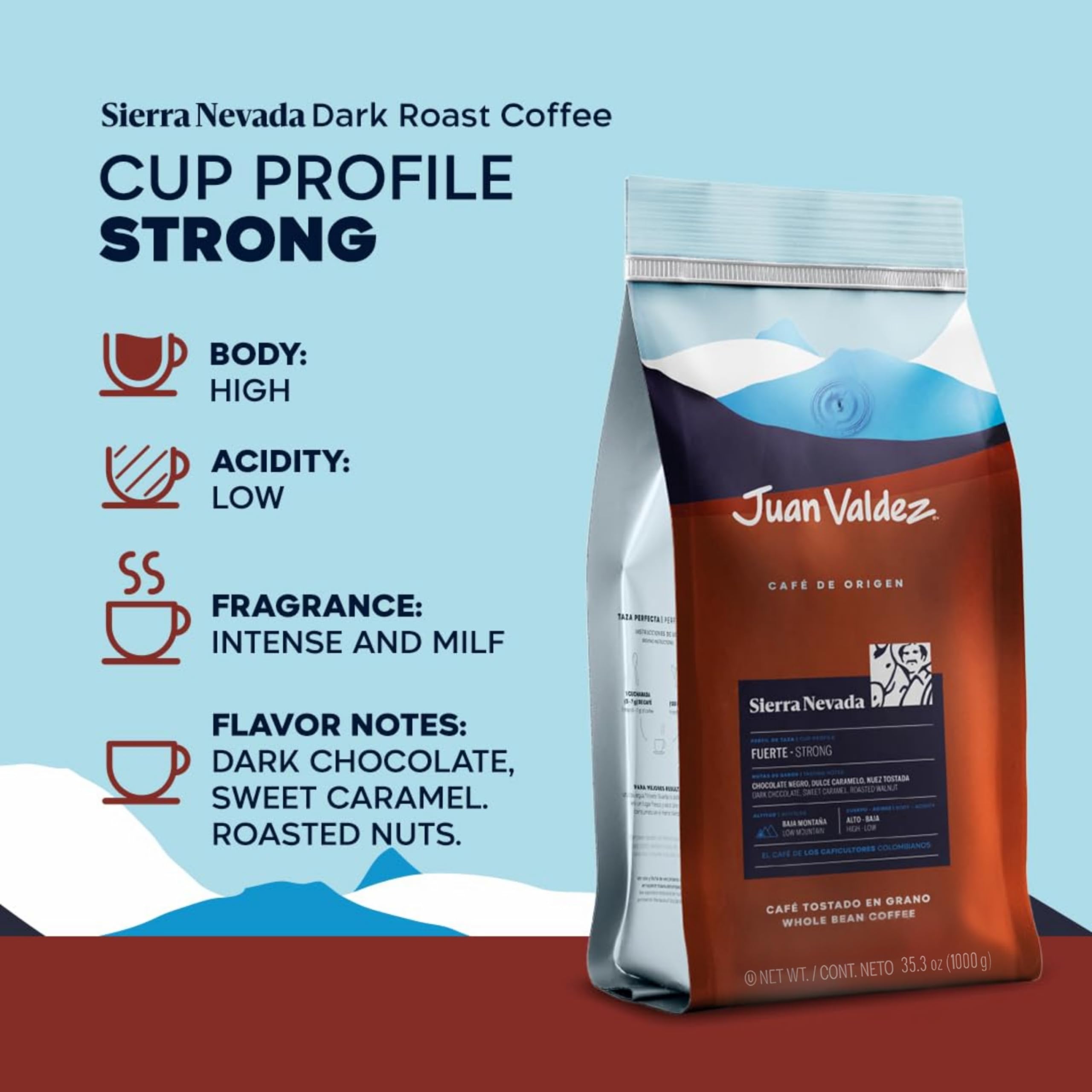 Juan Valdez - Sierra Nevada | Café Tostado en Grano, Fuerte - 1KG