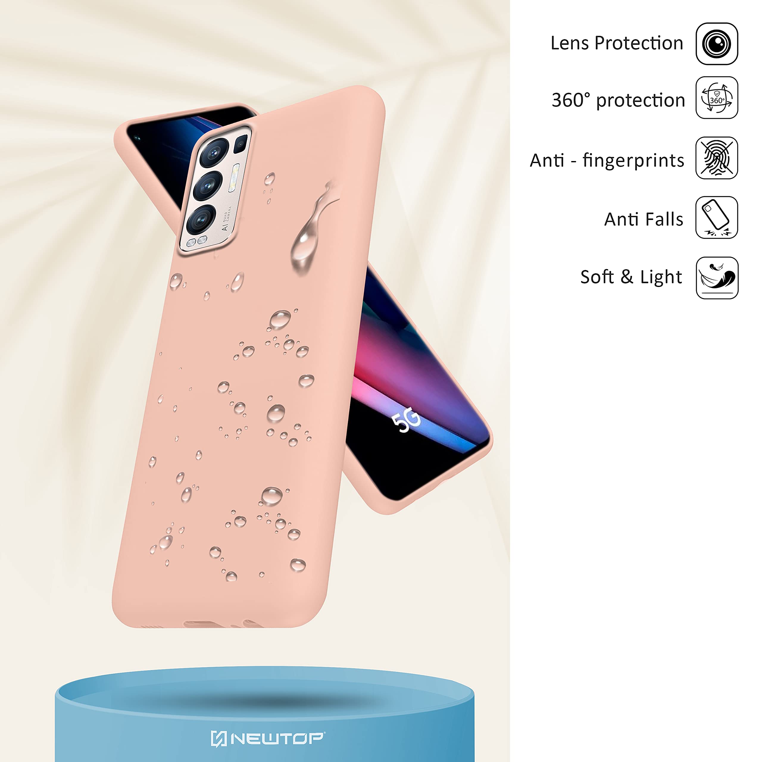 N NEWTOP Cover In TPU Morbida Per Oppo Find X3 Neo / Reno 5 Pro+ - Ultra Sottile, Flessibile, Antishock, Colore Rosso