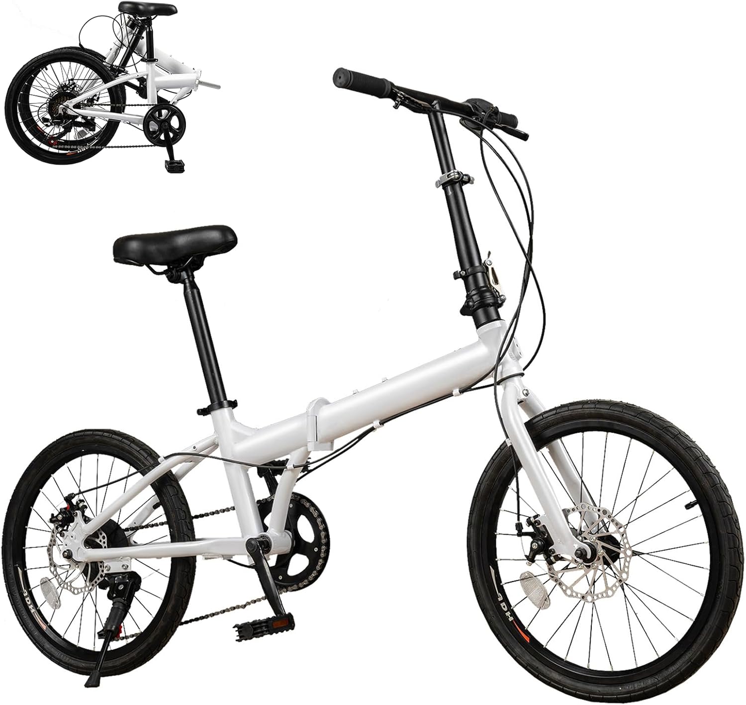 20inch Folding Bike, 7 Speed Lightweight Foldable City Bike, Aluminum Alloy Bicycle for Adults, Foldable Bicycle for Traveling & Exercising (Al Alloy T-Shape) | US Stock