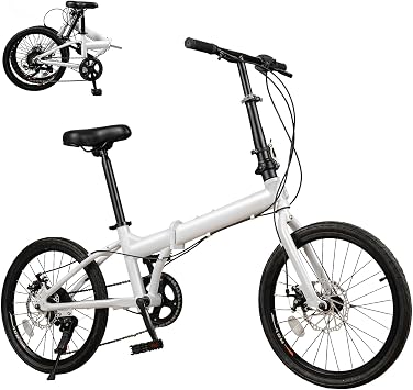 20inch Folding Bike, 7 Speed Lightweight Foldable City Bike, Aluminum Alloy Bicycle for Adults, Foldable Bicycle for Traveling & Exercising Al Alloy T-Shape | US Stock