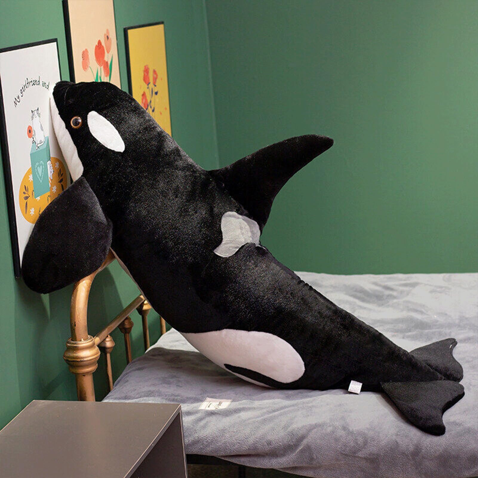 Bambola di peluche Orca, peluche da abbracciare con la balena assassina, peluche realistici con animali dell'oceano morbidi, regali di compleanno for ragazze(130cm/51.2in)