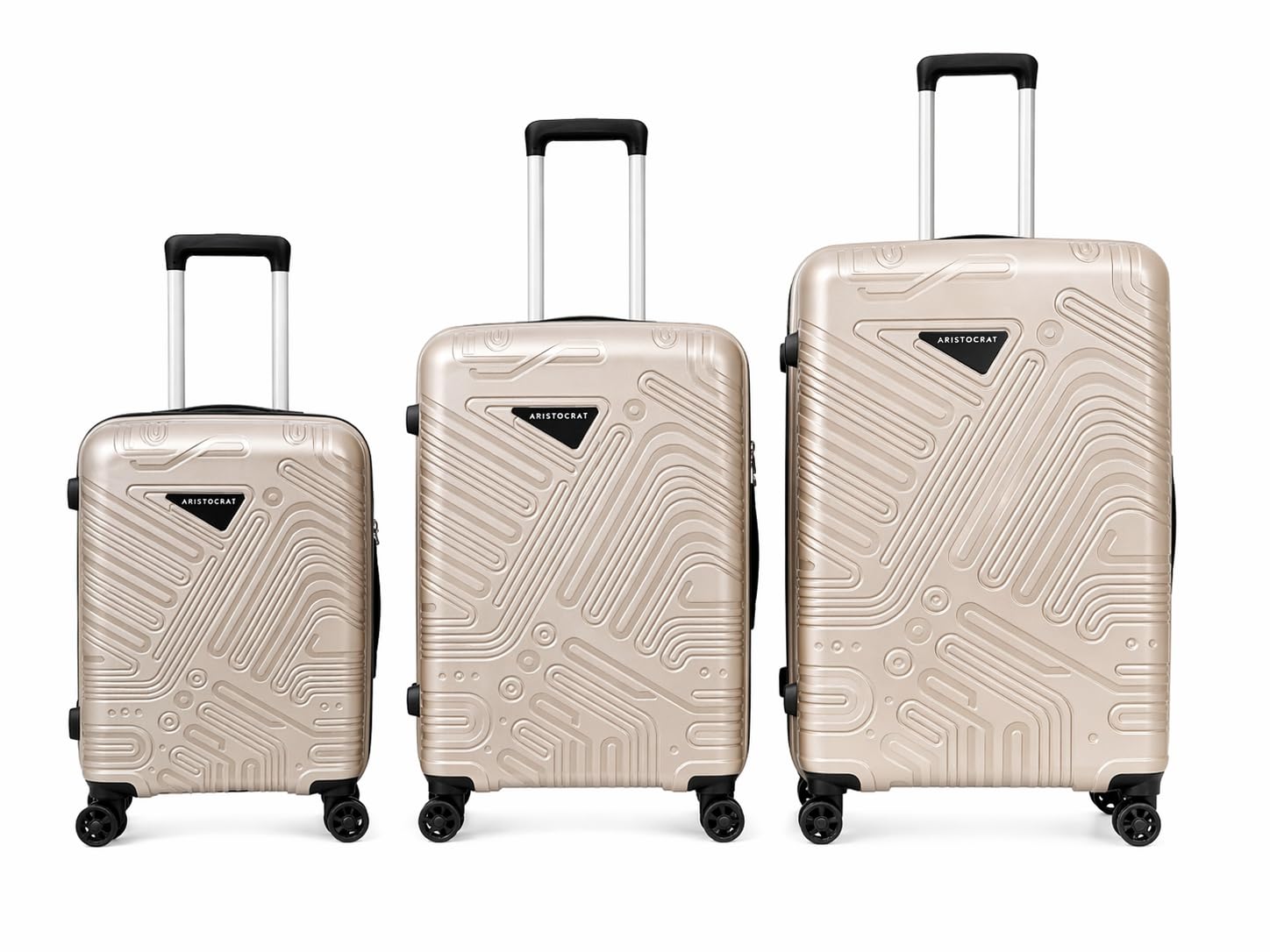 Aristocrat Set of 3 Pc Cabin 55cm(Small) Check-in 66cm(Medium) Check-in 75cm(Large) 8 Wheels Trolley Bags for Travel Hard Case Luggage, Combination Lock | 3-Year Warranty (Metallic Grey)-image-13