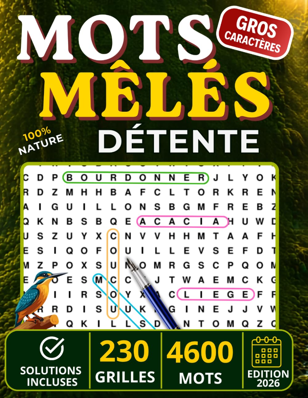 MOTS MÊLÉS DÉTENTE: 230 GRILLES • 4 600 MOTS EN GROS CARACTÈRES