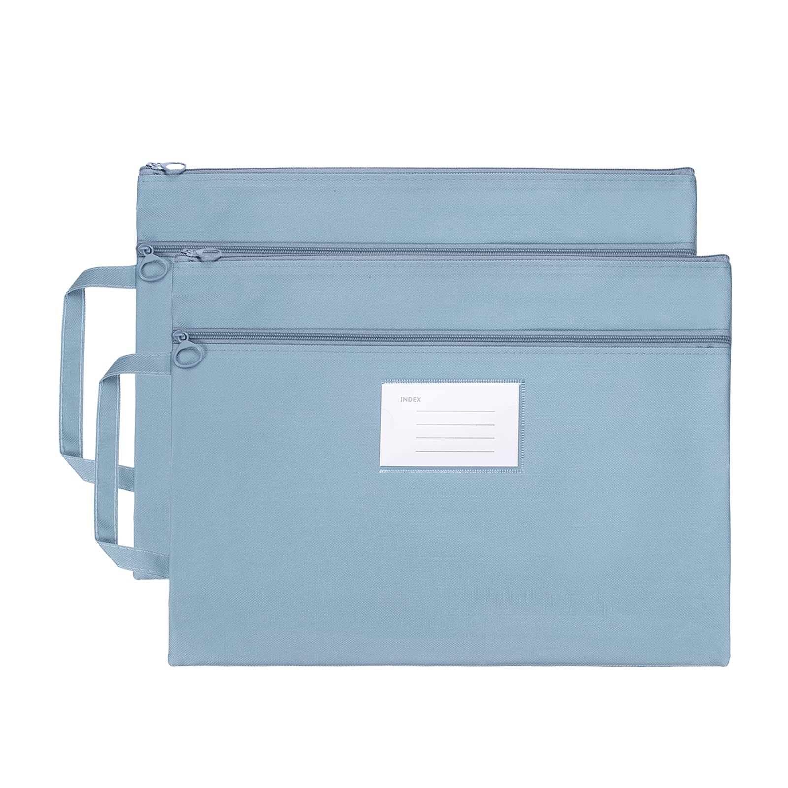 PATIKIL 2 Pcs Mesh Zipper Pouch with Handle, B4 Oxford Fabric Zipper File Pouch Double-Layer Document Bag Storage for Office Travel Puzzles Books Shopping, Blue (37.5cm x 28cm)