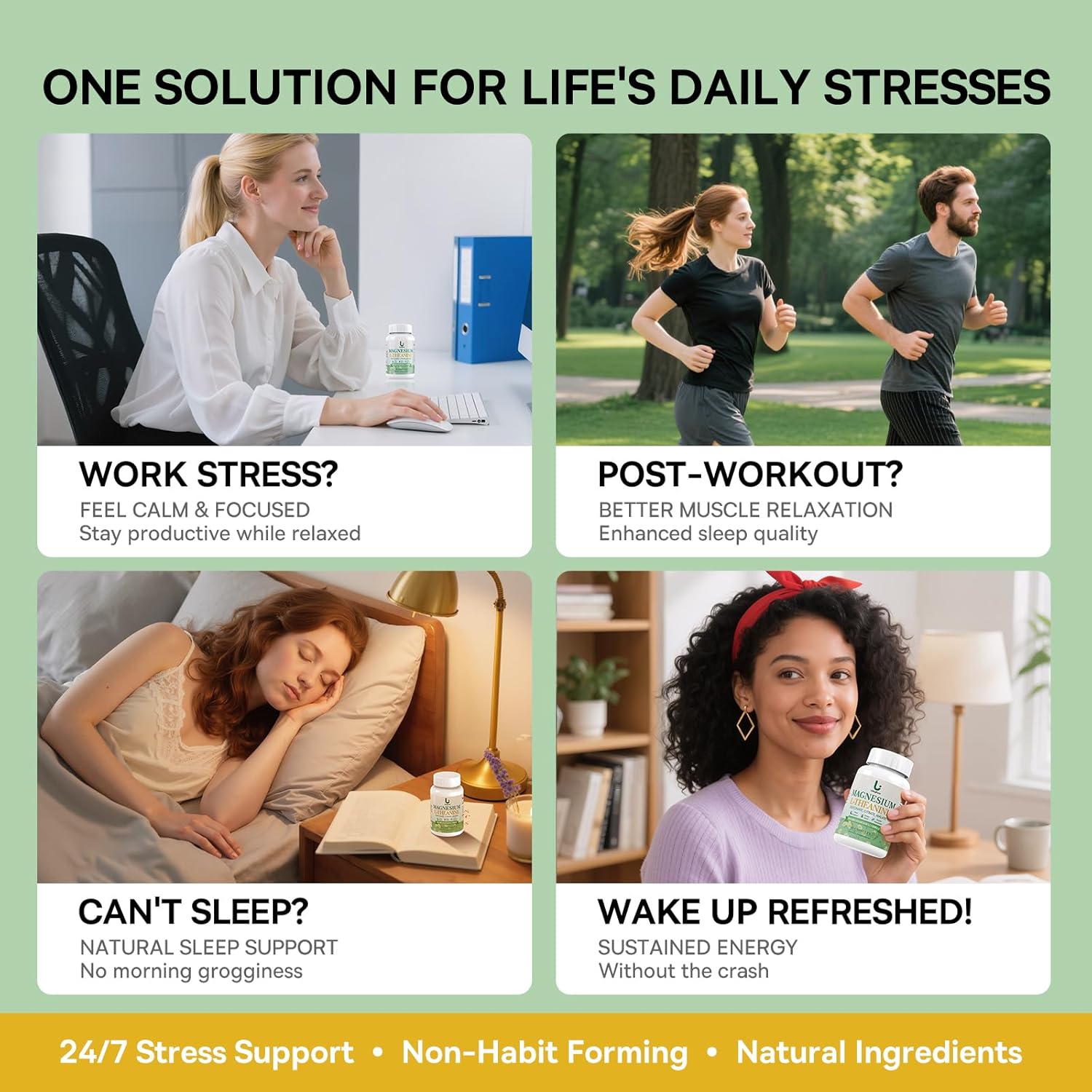 Magnesium Complex with L-Theanine | 200mg Triple Magnesium + 100mg L-Theanine | Sleep, Stress Relief & Muscle Support