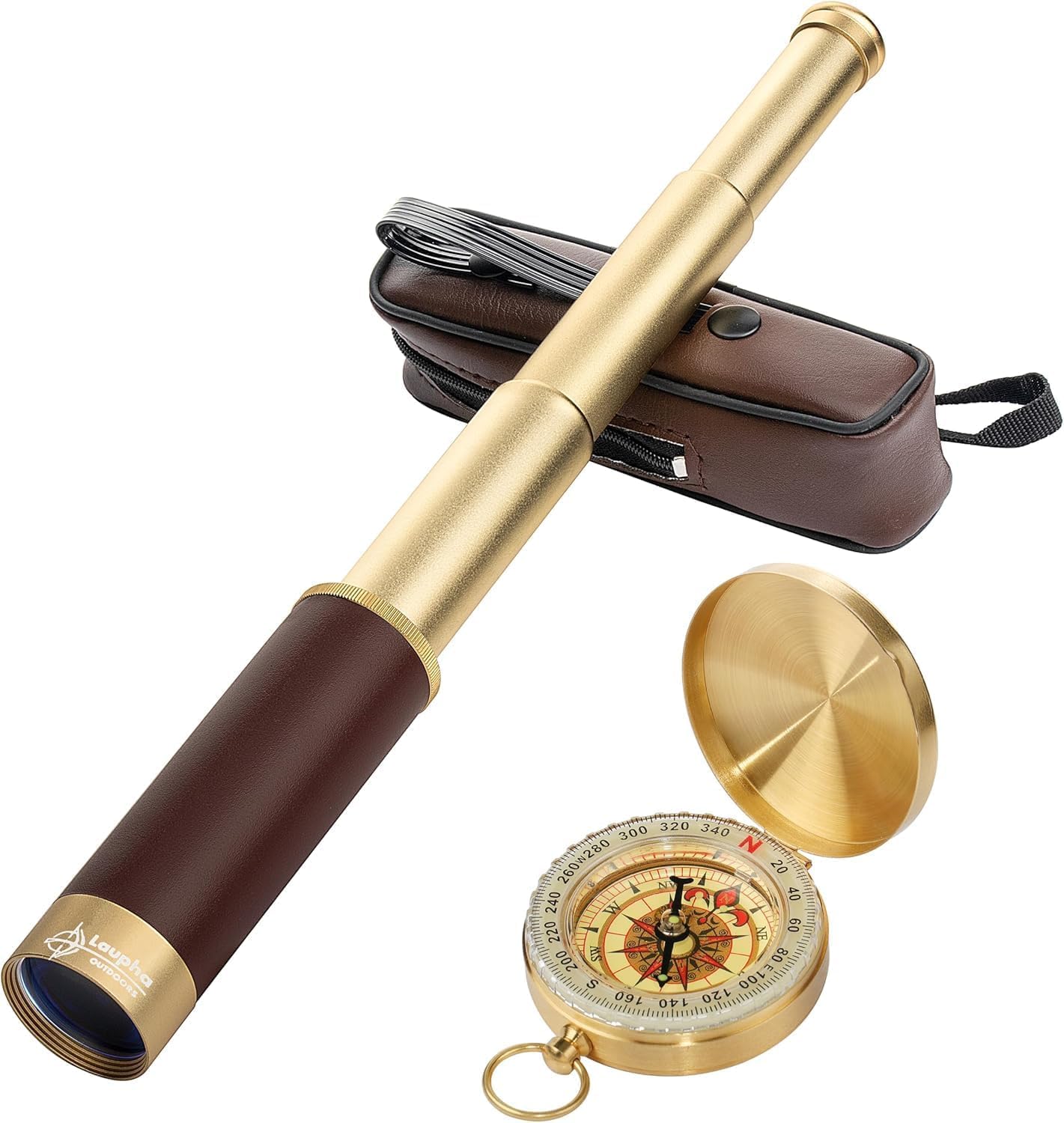 Télescope Pirate Rétro Monoculaire Zoomable 25x30 Vintage Longue Vue Enfant Lentille BAK-4 Imperméable Mini Télescope avec Boussole pour Adultes Camping Observation des Oiseaux
