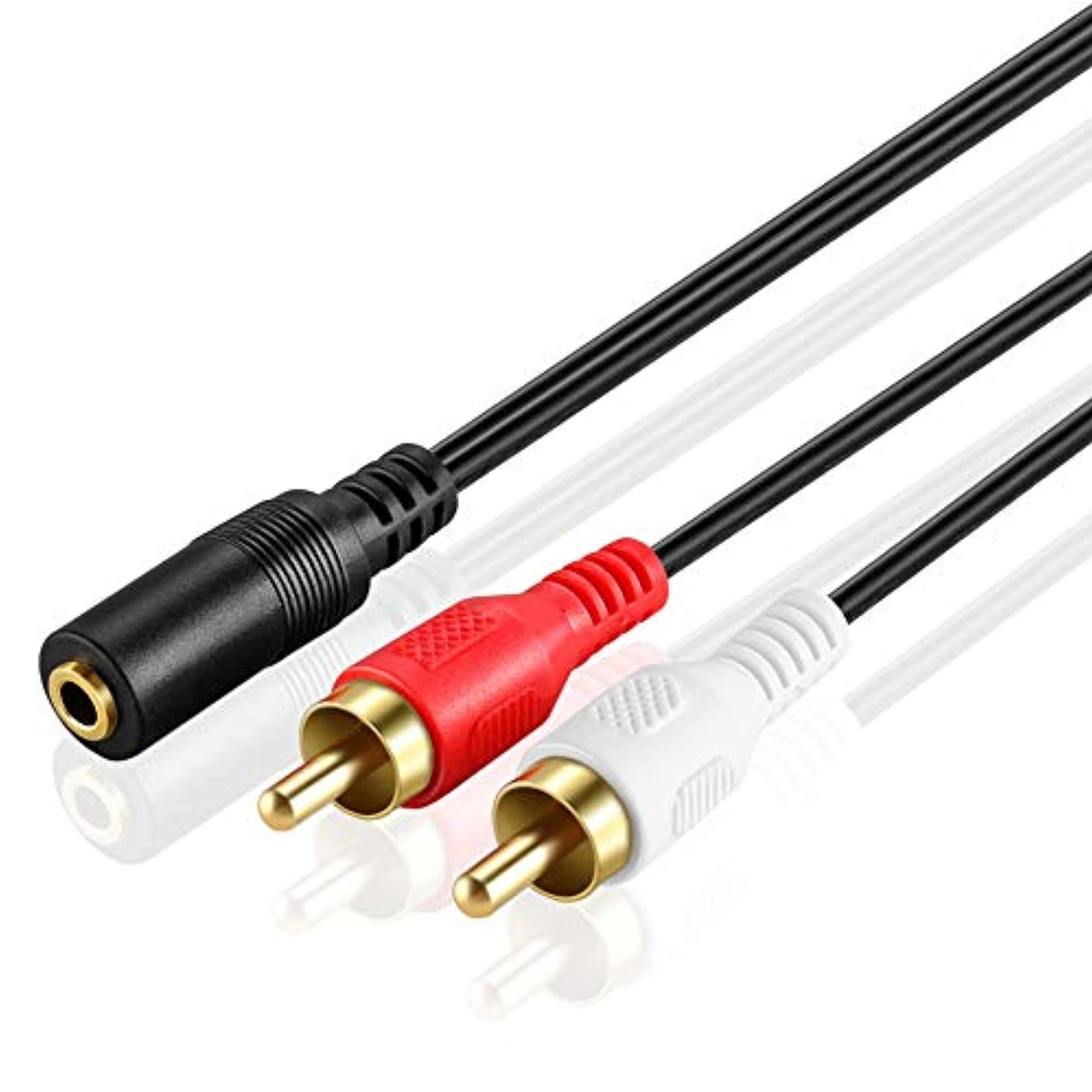 KEBILSHOP 3.5mm Female Stereo Jack to 2 RCA Male Plugs Cable 1.5 Meter / 4.9 Feet for Personal Computer - Black (B08Q42RQK5) Amazon Price History, Amazon Price Tracker