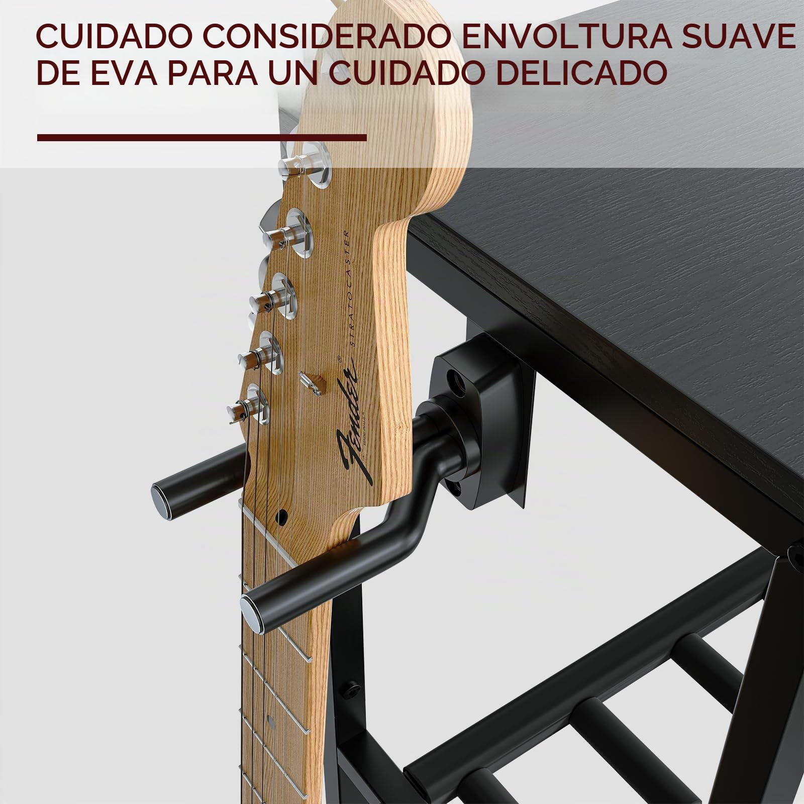MAHANCRIS Soporte de Guitarra, Estantería para 7 Guitarras de Dos Niveles, para Guitarra Acústica, Guitarra Eléctrica, Bajo, Ukelele, Banjo, Revestimiento Protector de EVA, Negro AGSHB6701
