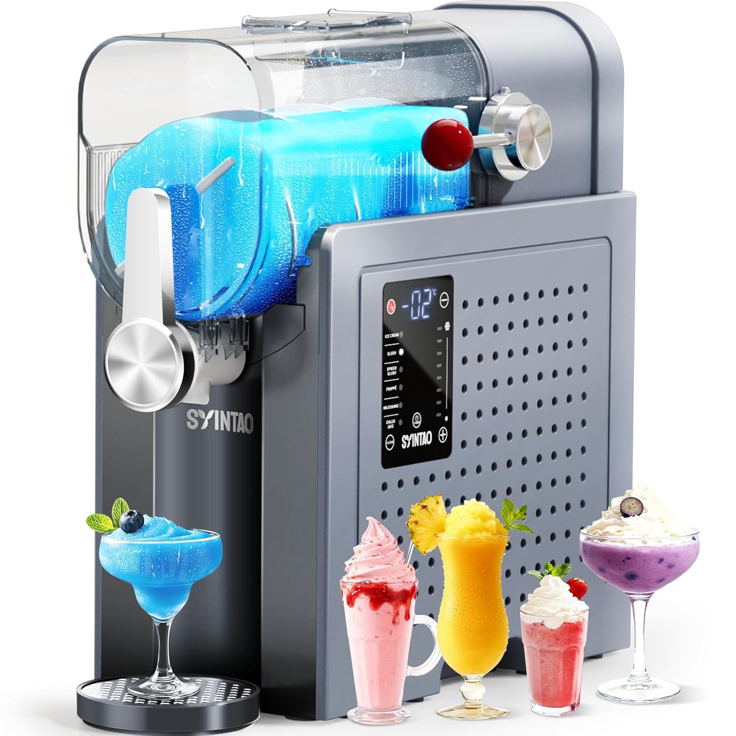 2-in-1 Slushie & Soft Serve Ice Cream Maker, 96oz Vessel No-Ice-Needed Frozen Drink Machine with LED Display, 6 Preset Modes, Auto-Clean & Delay Timer – Gift for Family