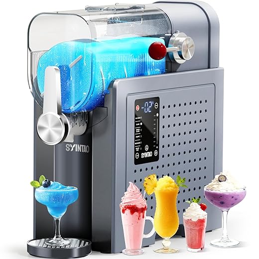 SYINTAO 2-in-1 Slushie & Soft Serve Ice Cream Maker, 96oz Vessel No-Ice-Needed Frozen Drink Machine with LED Display, 6 Preset Modes, Auto-Clean & Delay Timer – Gift for Family