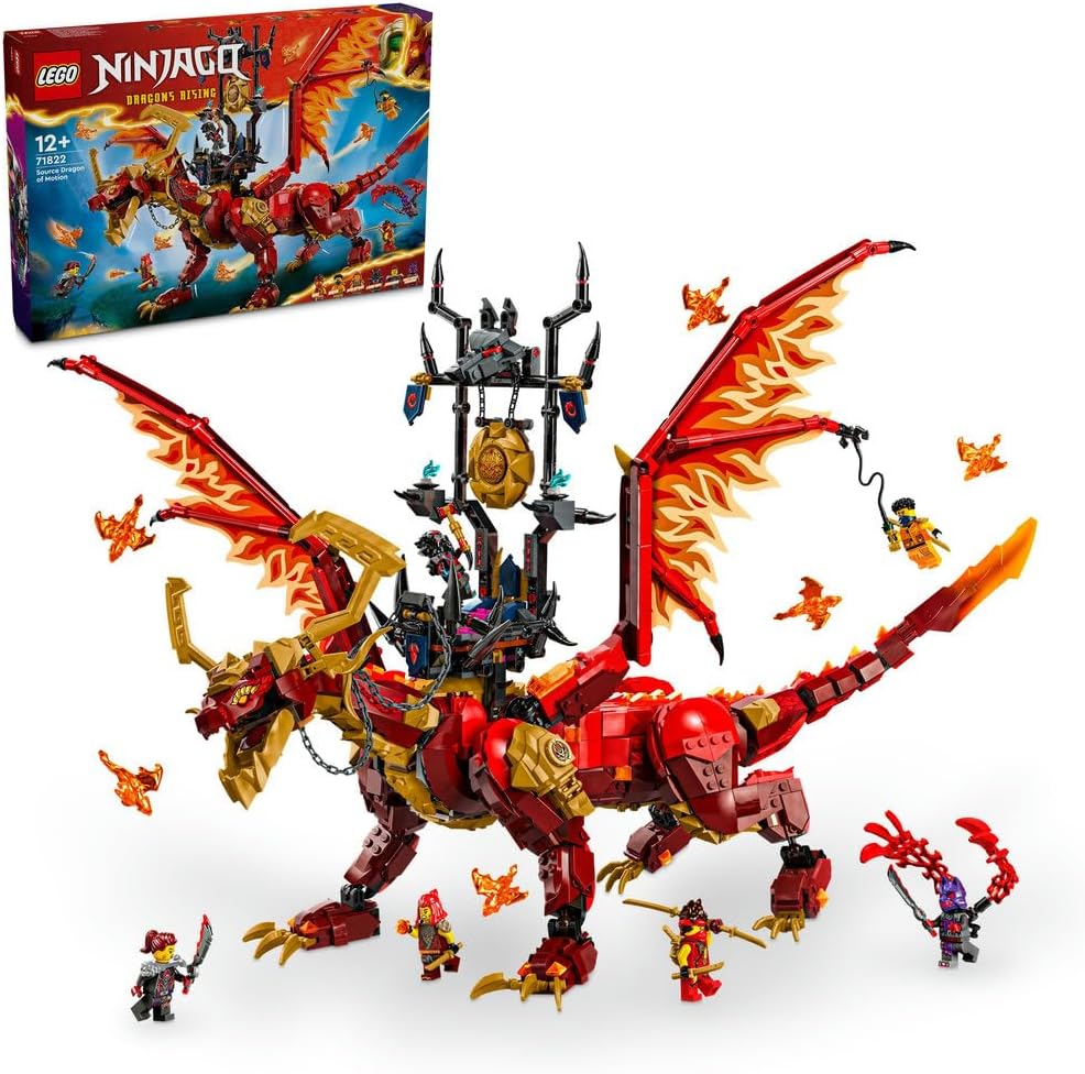 LEGO NINJAGO Source Dragon of Motion Figure Set, Ninja Adventure Toys for Boys & Girls, with 6 Minifigures Incl. Characters Kai & Arin, Dragons Rising Birthday Gift for kids & Teens aged 12 Plus 71822