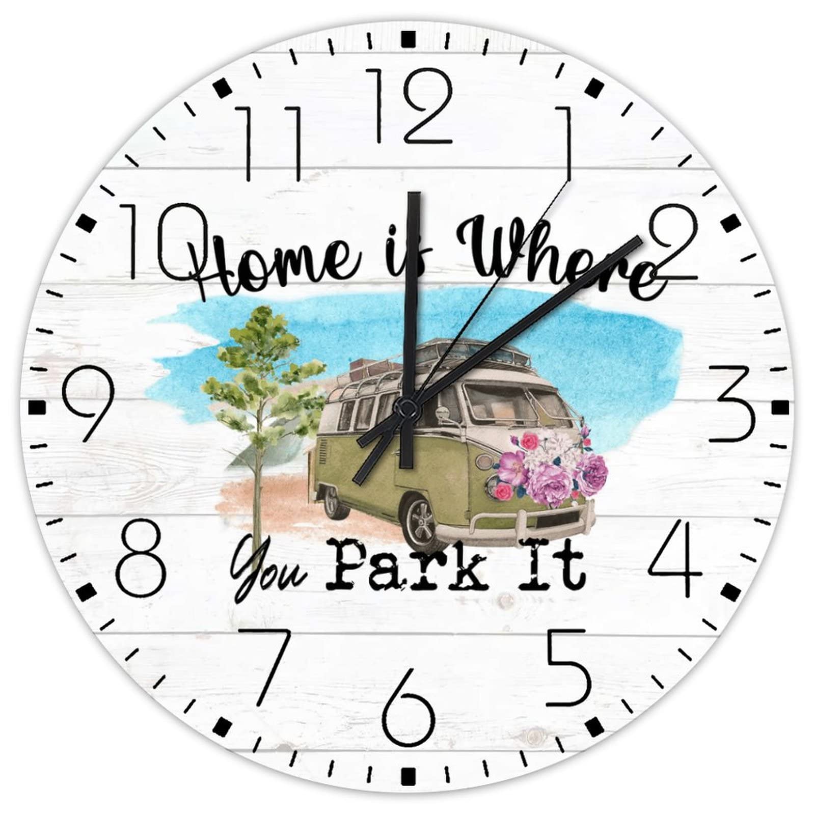 Horloge murale silencieuse en bois pour chambre d'enfant sans bruit