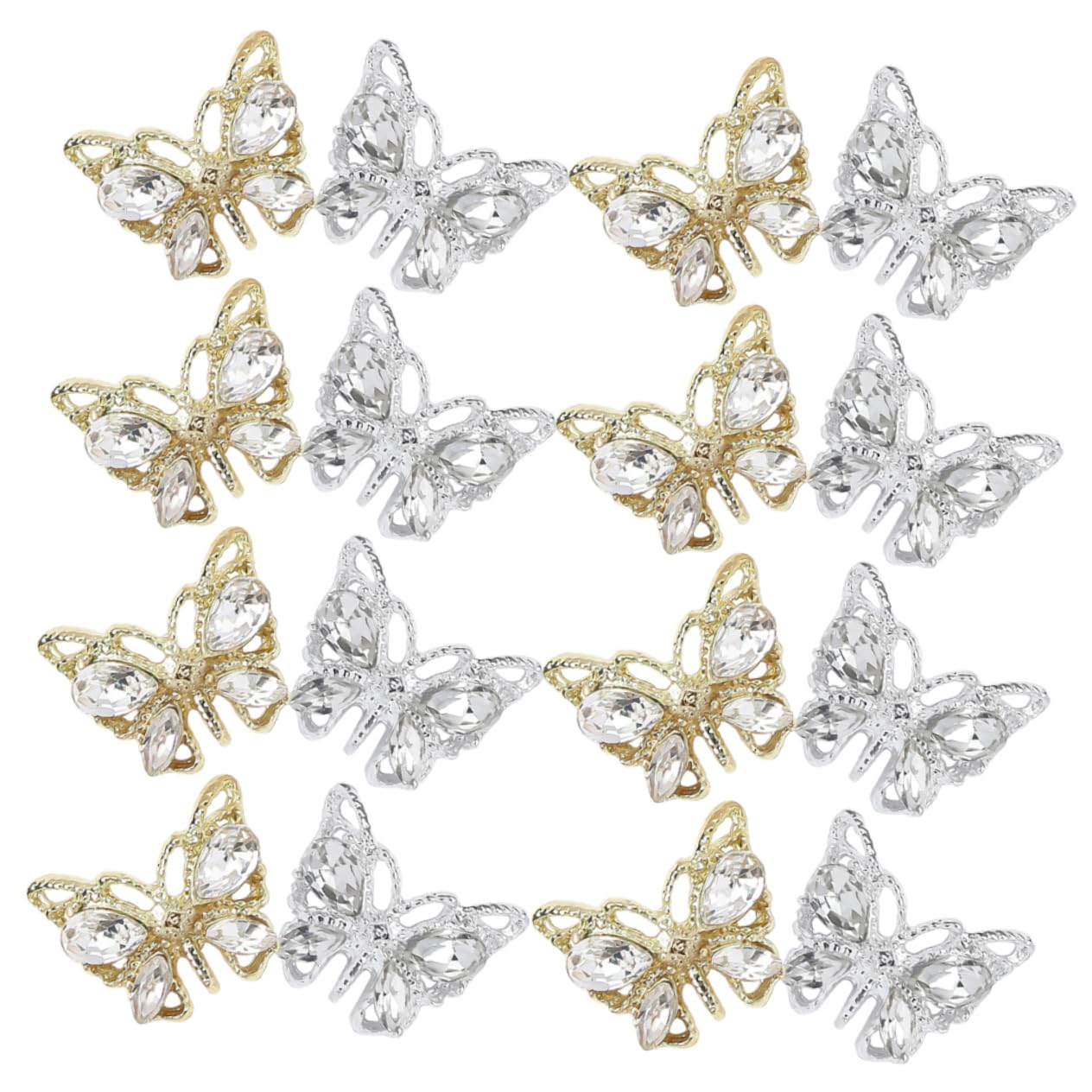 PLAFOPE 20pcs Butterfly Nail Charms Mini Charms for Women Dazzling Rhinestone Manicure Decorations