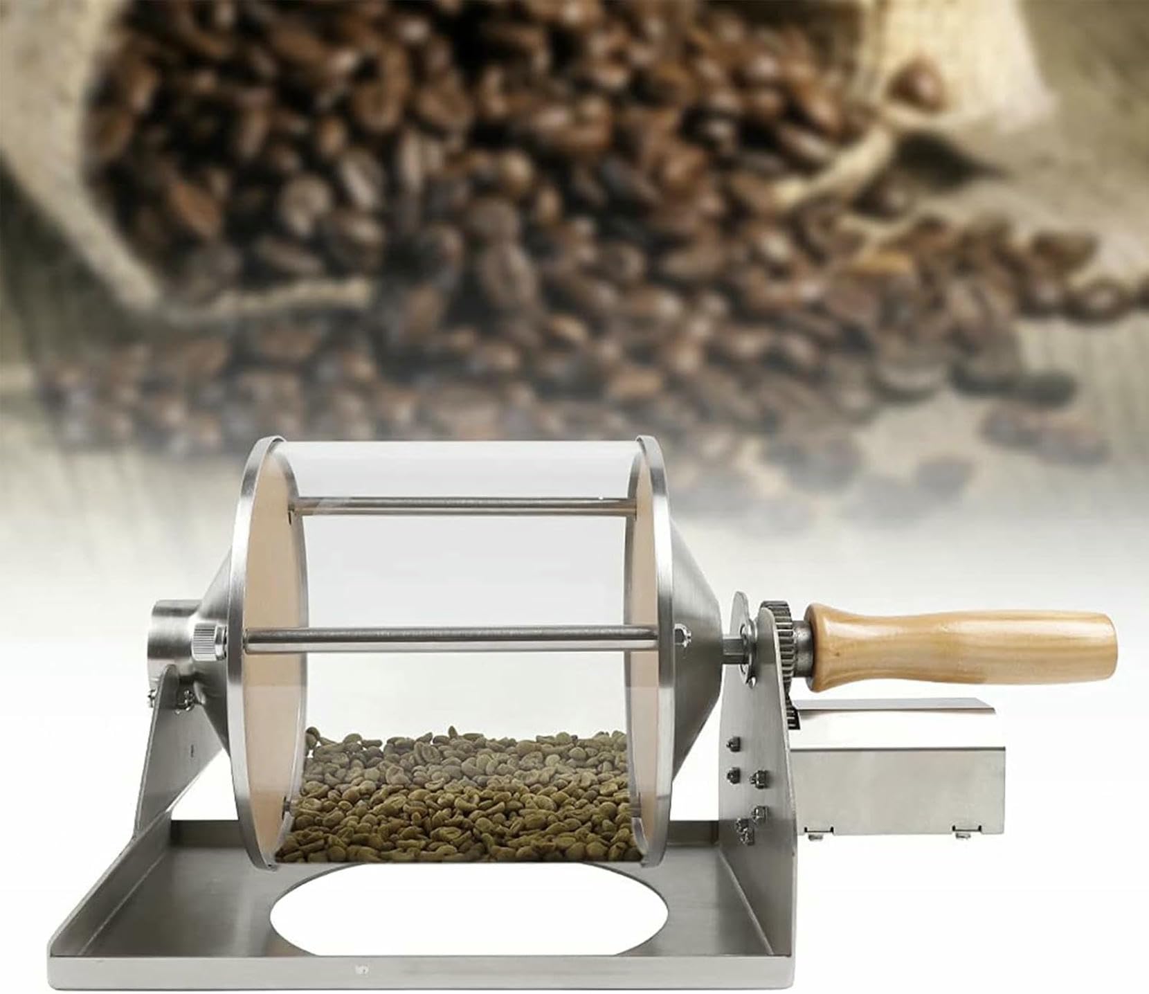 Tostadore Per Caffè A Tamburo Di Grande Capacità, Timer, Tostadore Per Fagioli Di Caffè A Tamburo In Acciaio Inossidabile, Anche Riscaldamento Per La Tostatura Del Caffè, Fagioli Verdi, Arachidi