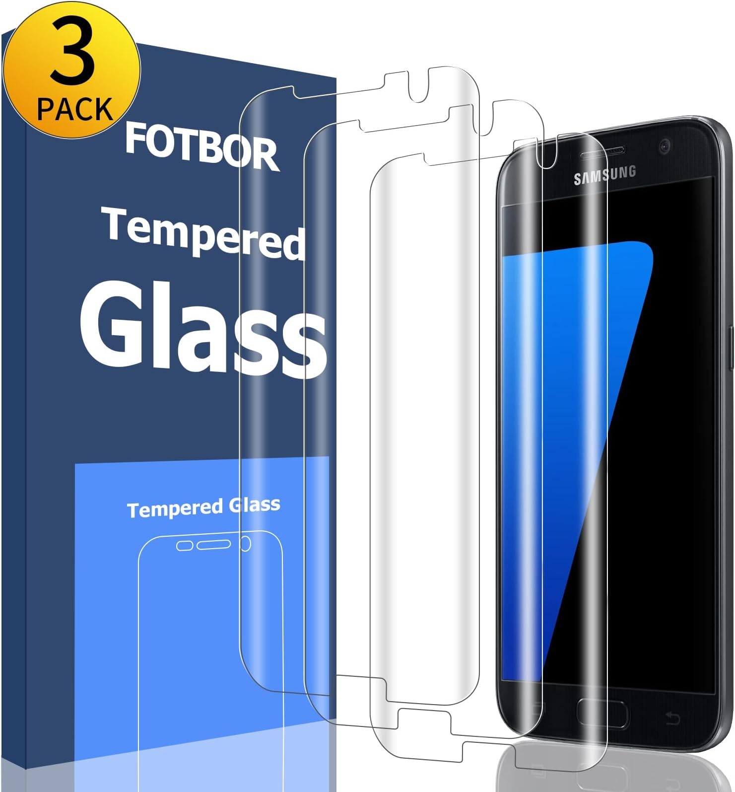 CTREEY [3-Pack] Galaxy S7 Edge Screen Protector Tempered Glass, CTREEY Full Coverage [Case Friendly] HD Clear Screen Protector Samsung Galaxy S7 Edge [Edge to Edge][Anti-Bubble ] (Glass (Ultra-Clear))