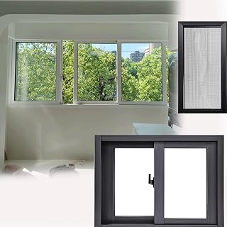 35x14in / 89x36cm Pan Slide Window, Basement, Bathroom Home Window, with Tempered Glass Removable Screen, for Garage, Cottage, Game Room, attic, shed Replacement Window, Easy to Install Black