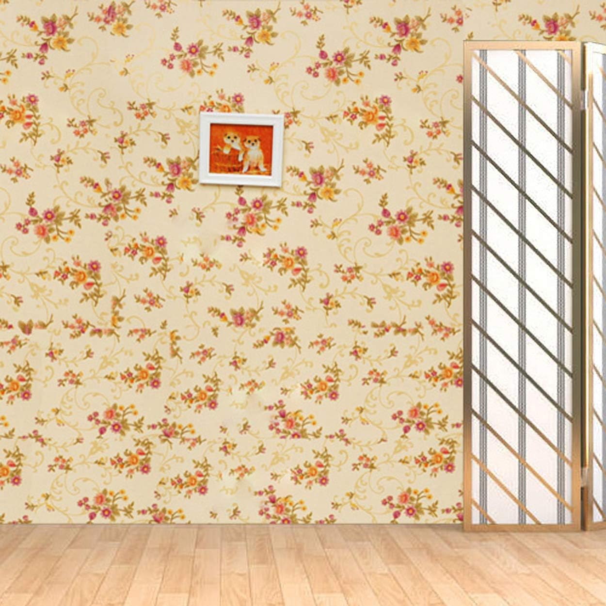 wolpin DIY Floral Wallpaper Roll (45 x 1000 CM, Yellow) | Self Adhesive Wall Sticker for Living Room, Kids Room, Nursery & Home Décor | Easy Peel & Stick Decorative Wallpaper