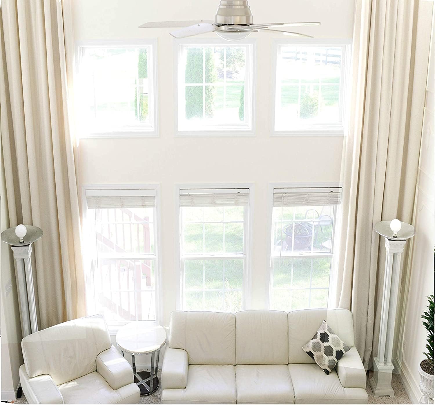 Ikiriska Extra Long Natural Linen Drape 8-24 ft Long 50" Wide (1 Panel) for high Ceiling Custom Made (Off White, 50″Wx096″L)