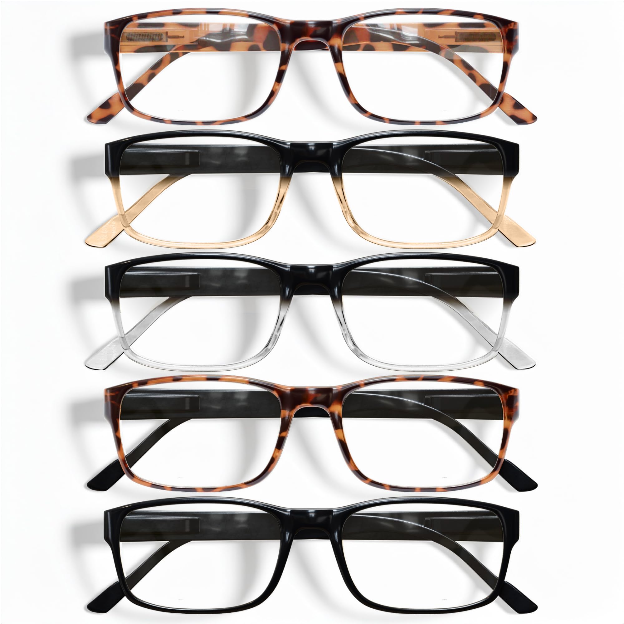 Gaoye 5-Pack Reading Glasses Blue Light Blocking,Spring Hinge Readers for Women Men Anti Glare Filter Lightweight Eyeglasses (J1 turtle mix, 0.5x)-image-42