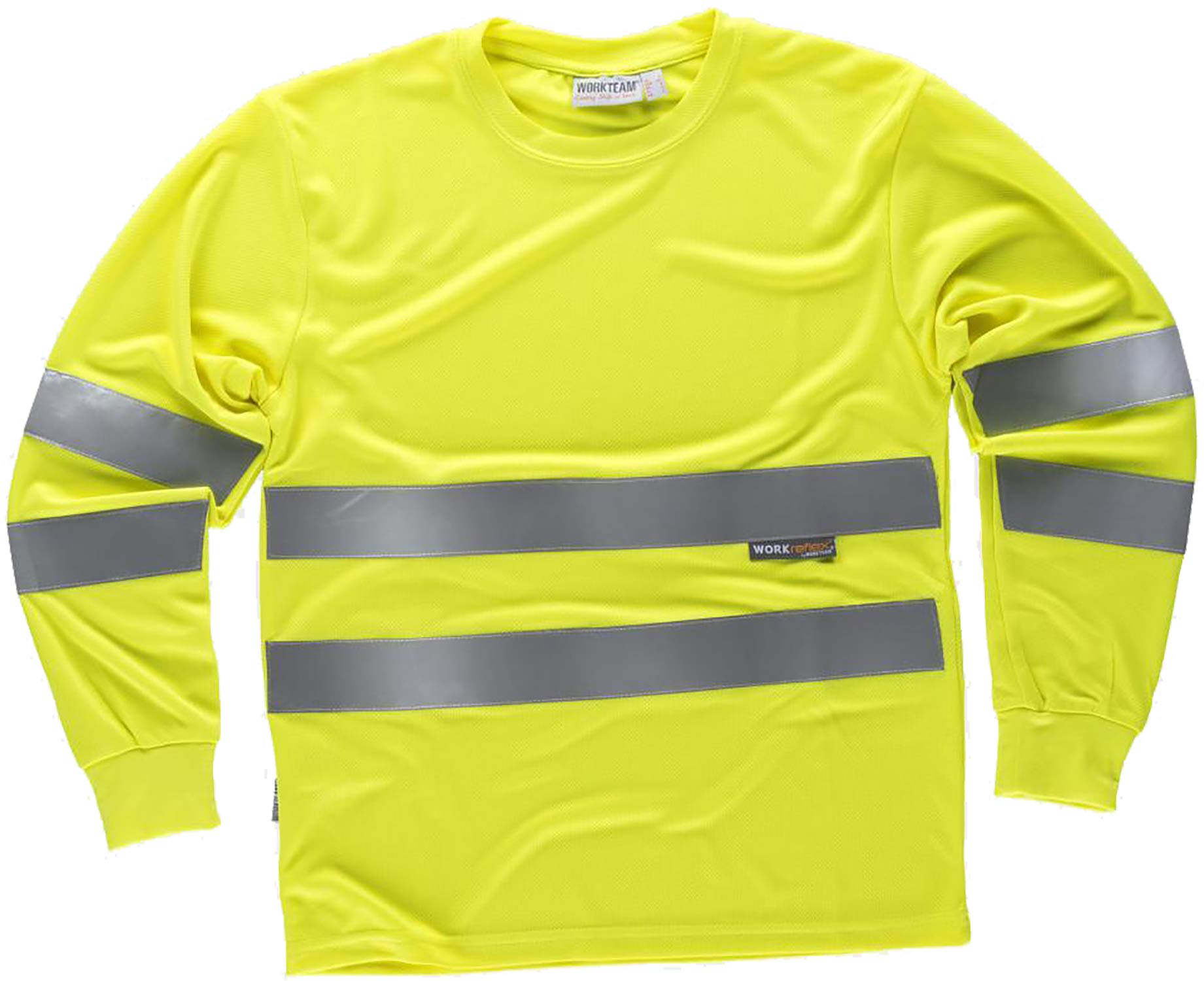 WORKTEAM Camiseta Trabajo Alta Visibilidad Manga Larga ISO 20471 Clase 2