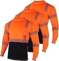 Vista 1 de VENDACE 3 piezas de camisetas de seguridad reflectantes de alta visibilidad de manga larga para trabajo en construcción para hombres Clase 3
