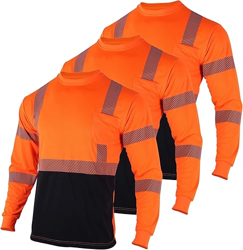 Miniatura 1 de VENDACE Camisetas de seguridad reflectantes de alta visibilidad Hi Vis, manga larga, para trabajo de construcción, 3 piezas, para hombres