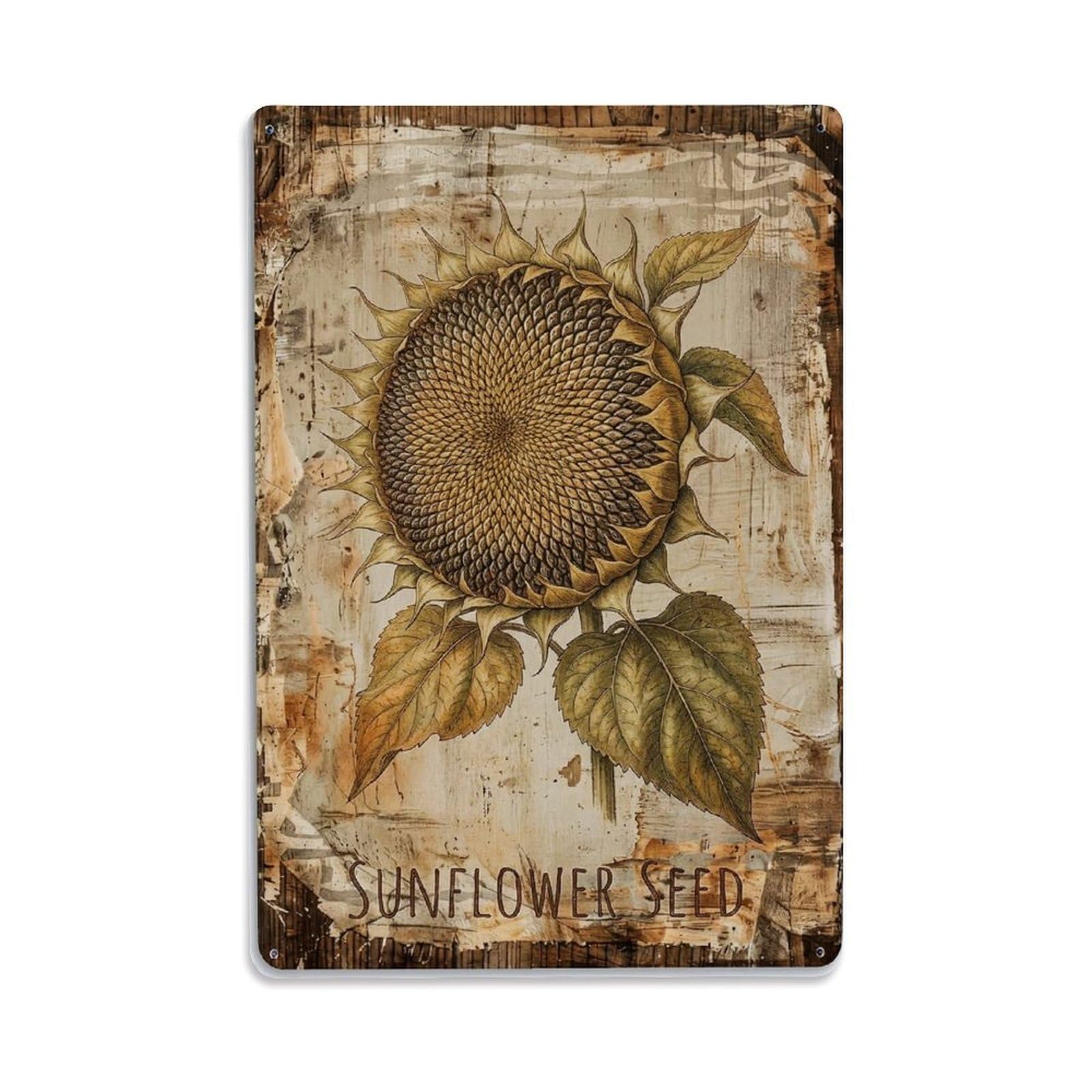 Sunflower Seed Plant Vintage Metal Tin Sign Plaque Wall Decor for Cafe, Club, Garden Metal Poster 8x12Inch