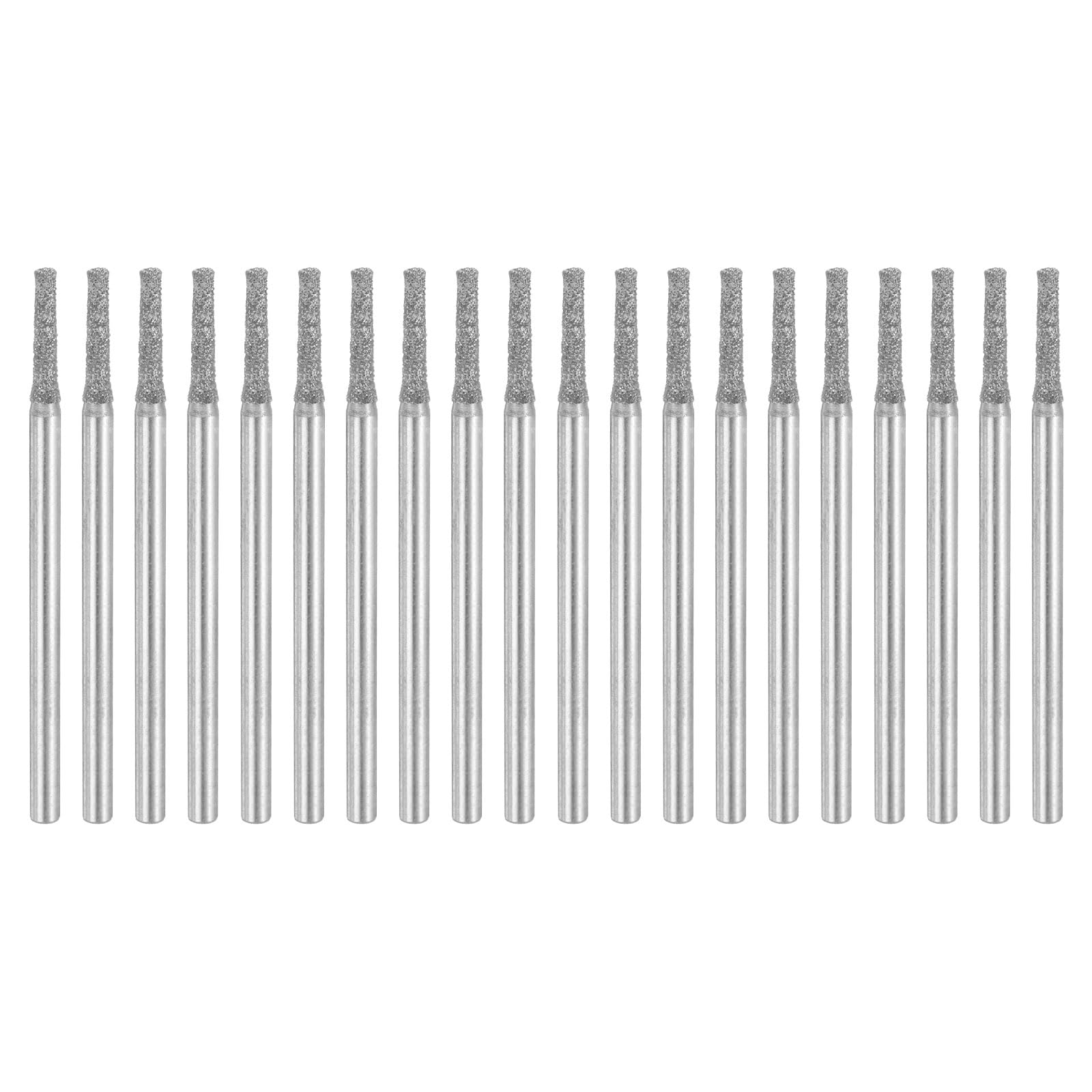 sourcing map 20pcs 80 Grits Diamond Hole Saw Cylindrical Head Grinding Drill Bits 1.6mm Cylinder Head Carving Drilling Hole Tools with 2.35mm(3/32") Shank for Gems Glass Agate Jade Emerald