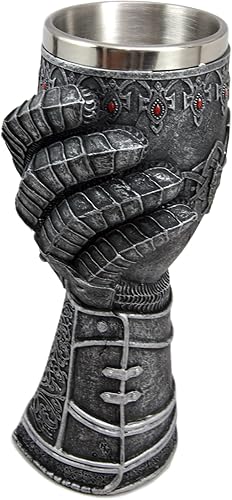 Miniatura 4 de Ebros Medieval Knight Of Chivalry Royal Guantelete Copa de vino de 9.5 pulgadas de alto 8 onzas con tema de decoración de reyes y caballeros del
