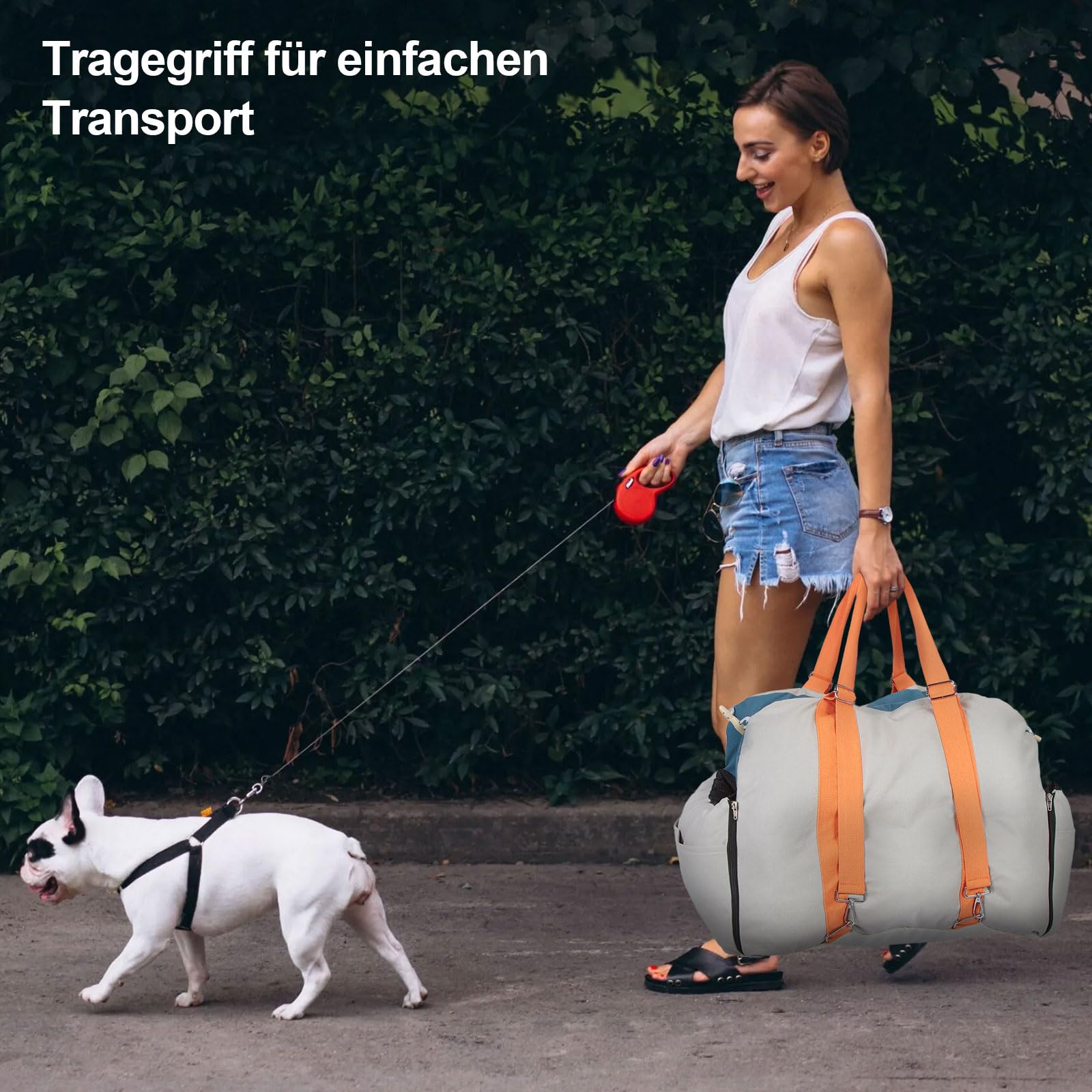 Ownpets Hunde Autositz Klein-Mittel, waschbar & erhöht, Mit Sicherheitsgurt | 3-in-1: Tragetasche & Sofa, Oxford-Stoff kratzfest, Reduziert Reiseangst, Werkzeuglose Montage