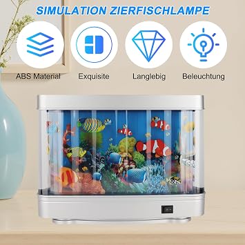 LED Dynamic Virtual Fish Tank - Artificial Mini Aquarium Lamp Laval Lamp Artificial Aquarium Night Light Landscape Ocean