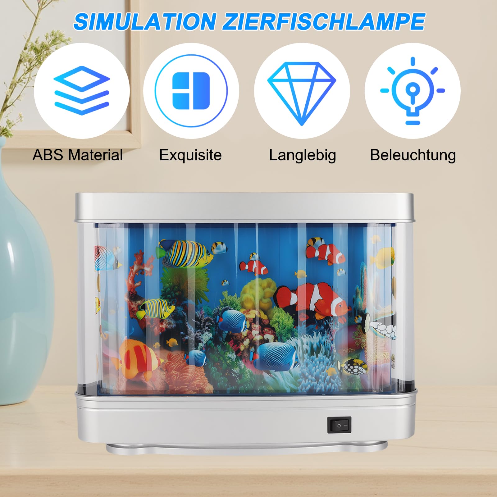 Led Dynamische Virtueller Fish Tank - KüNstliche Mini Aquarium Lampe lavalampe, Künstliches Aquarium Nachtlicht, Landschaft Ozean