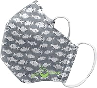 Vista 1 de Green Sprouts - Máscara reutilizable para niños, diseño de pez gris, 24 meses, Pez gris