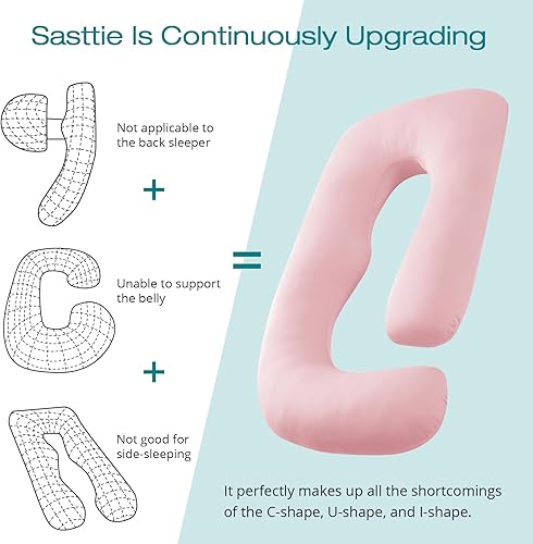Miniatura 5 de Sasttie Almohadas de embarazo para dormir, almohada refrescante de cuerpo completo en forma de U con funda extraíble, imprescindible para mujeres