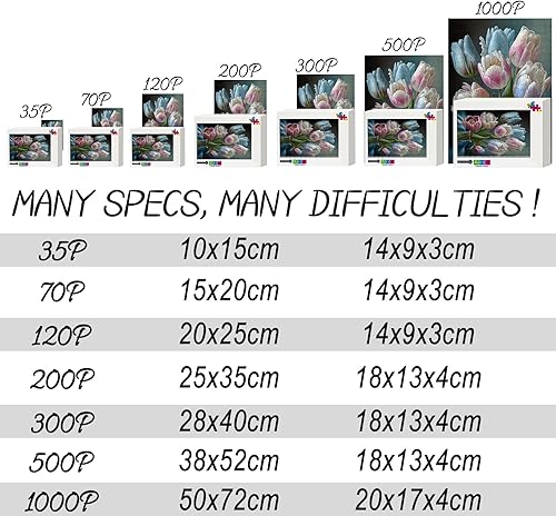 Miniatura 4 de Rompecabezas de estilo botánico de 500 piezas, rompecabezas de ramo de tulipanes para adultos, 15.2 x 20.8 pulgadas, rompecabezas único, difícil y