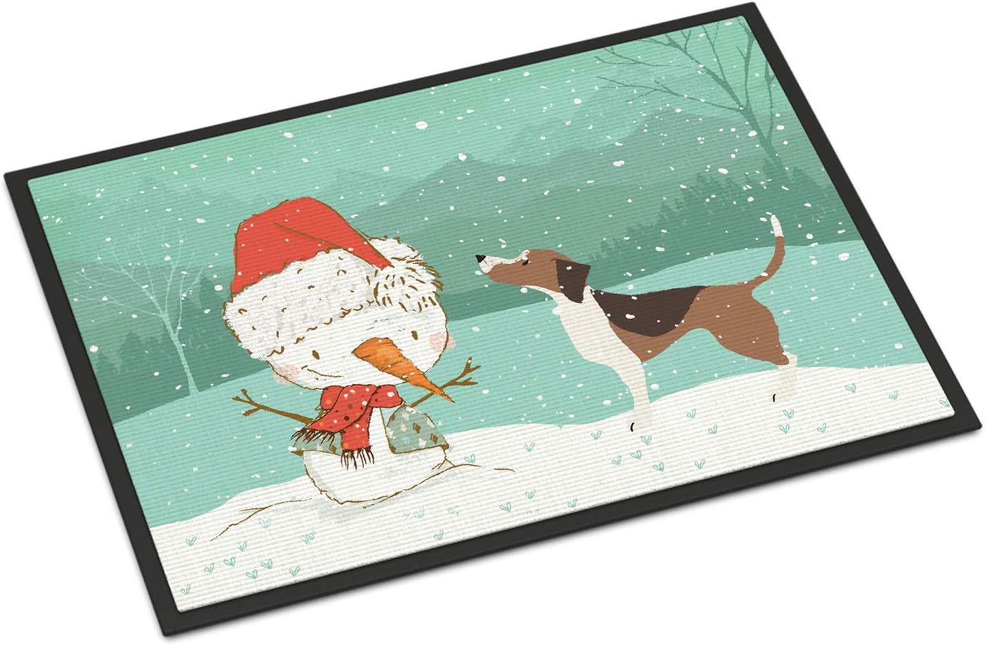Caroline's Treasures CK2052MAT Beagle Snowman Christmas Doormat 18x27 Front Door Mat Indoor Outdoor Rugs for Entryway, Non Slip Washable Low Pile, 18H X 27W
