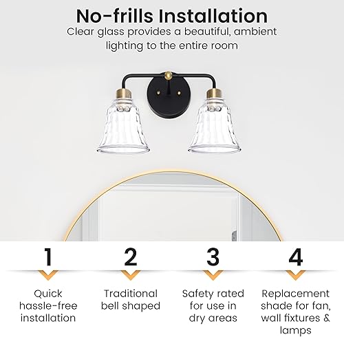 Miniatura 4 de Dysmio Cubiertas de luz para ventilador de techo, vidrio de repuesto para globos de ventilador de techo, vidrio de repuesto de lámpara, altura