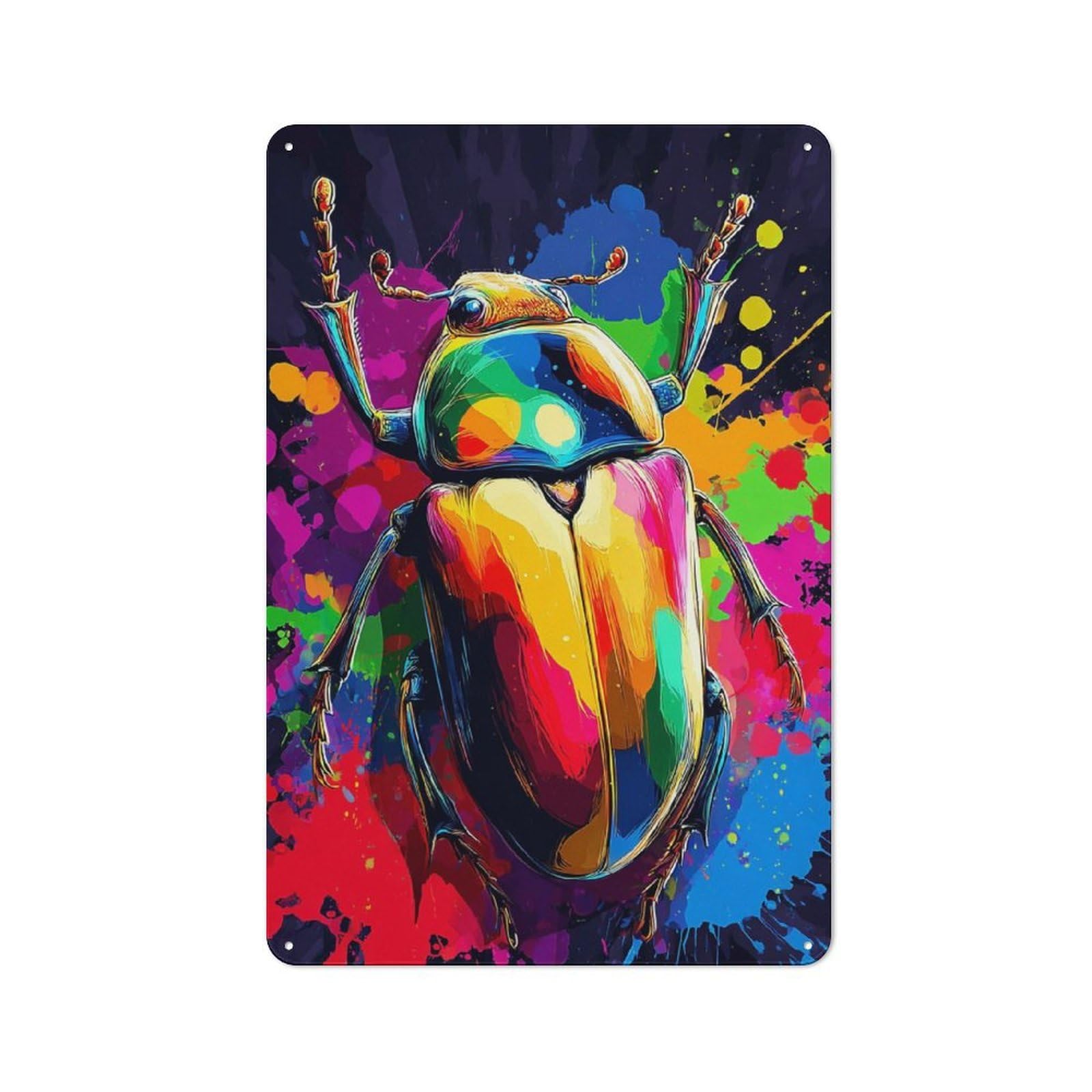 Junmoney Colorful Beetle Artwork -3 Tin Sign 30X20cm With For Living Room Wall, Rustic Decor, For Living Room Decor Lovers