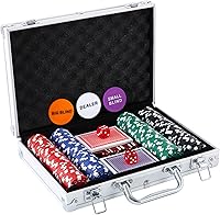 Vista 1 de Juego de fichas de póquer - 200 fichas de póquer con estuche de aluminio, fichas de 0.41 oz para Texas Holdem Blackjack