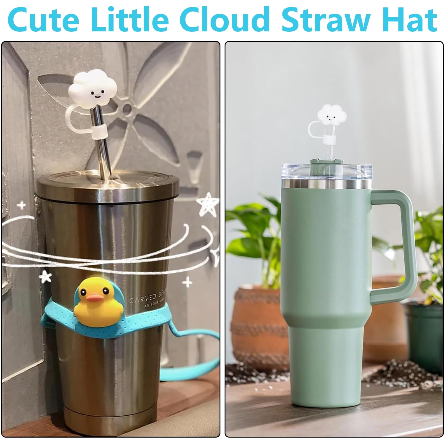 Coperture Per Cannucce In Silicone - Forma Nuvola, Antipolvere, Riutilizzabili, Per Feste E All'aperto (4 Pezzi) - Foto 3