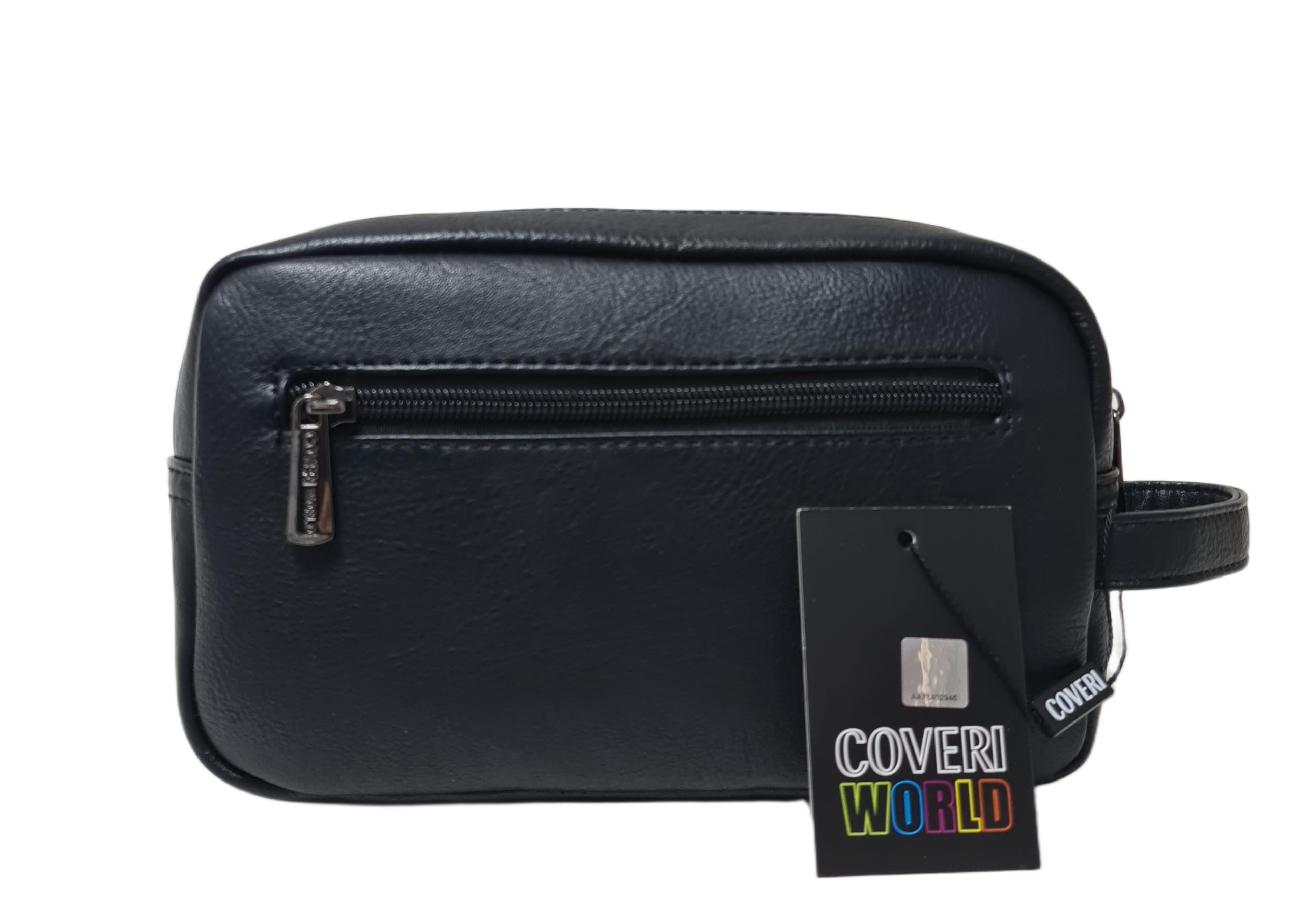 COVERI COLLECTION Borsello a Mano in Pelle Sintetica, Colore Nero e Marrone, con Manico, Tasche Interne e Chiusura con Cerniera, Dimensioni 22x7x14 cm Art. 4862