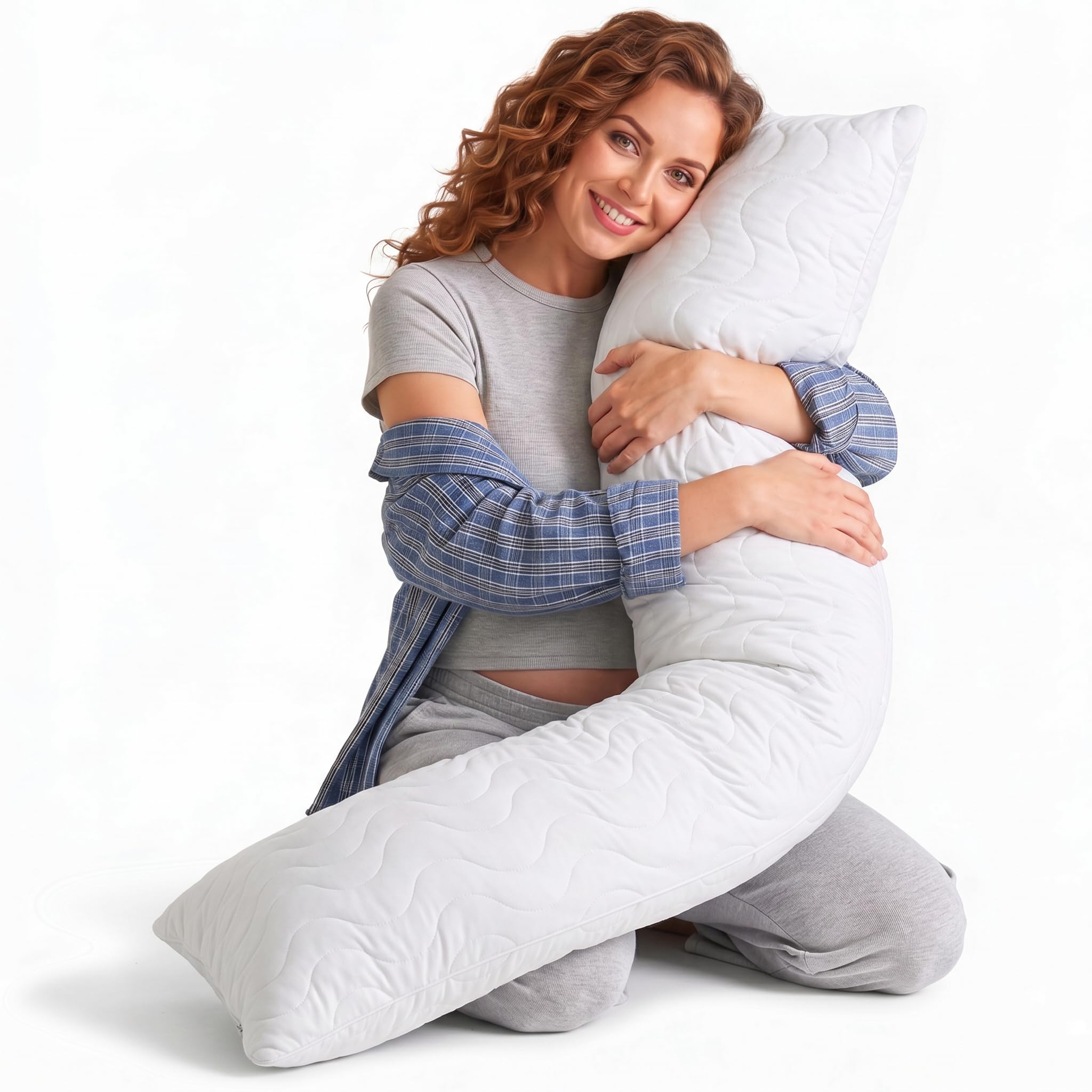 Traumreiter Visco Switch Seitenschläferkissen 40 x 140 cm – Wendekissen fest/weich, höhenverstellbar, Memory Foam & Watte, Body Pillow langes Kopfkissen Körperkissen, Schwangerschaftskissen