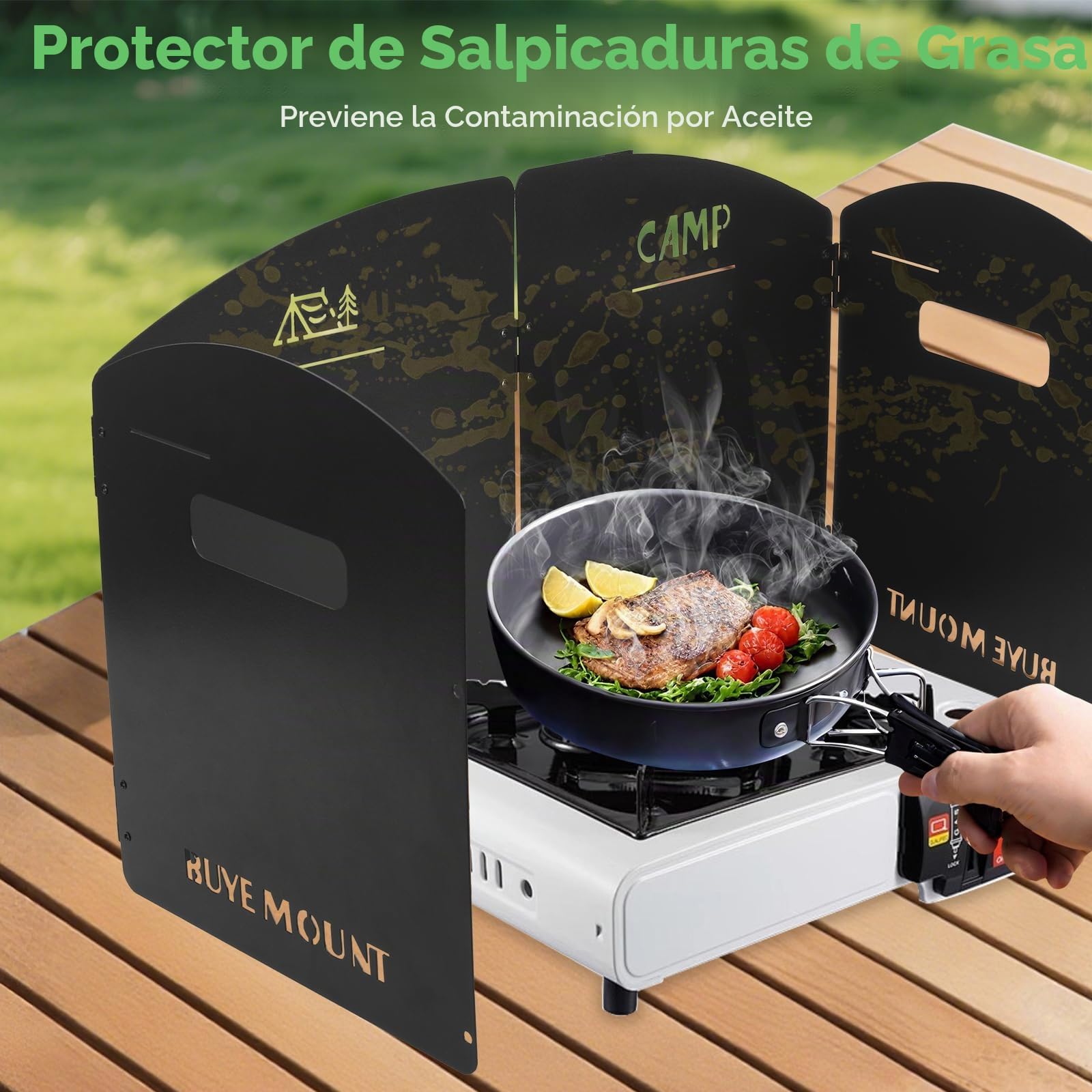 Paravientos Plegable para de Camping Gas: GEEKHOM Protector de Vientos, Fuegos y Quemador con Bolsa - 4 Paneles Acero para Butano, Senderismo, Picnic, Exterior y Acampada