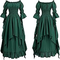 Vista 29 de NSPSTT Vestido victoriano, disfraz renacentista para mujer, vestido de bruja gótico, vestido de boda medieval